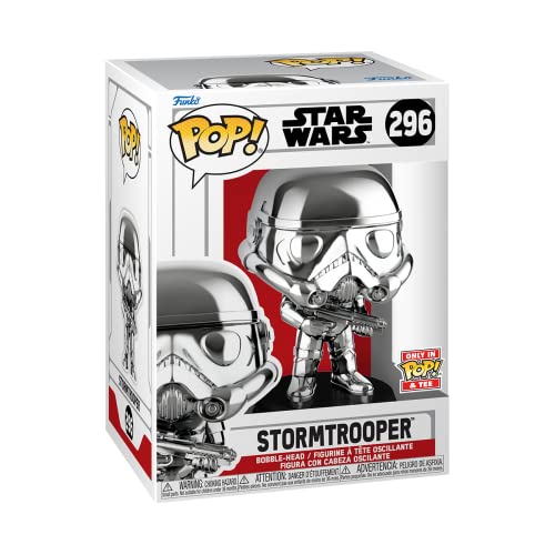 Stormtrooper Pop! Star Wars box featuring chrome helmeted figure in window