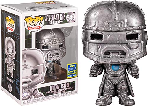 Iron Bob vinyl figure front view, metallic helmet and blue chest light