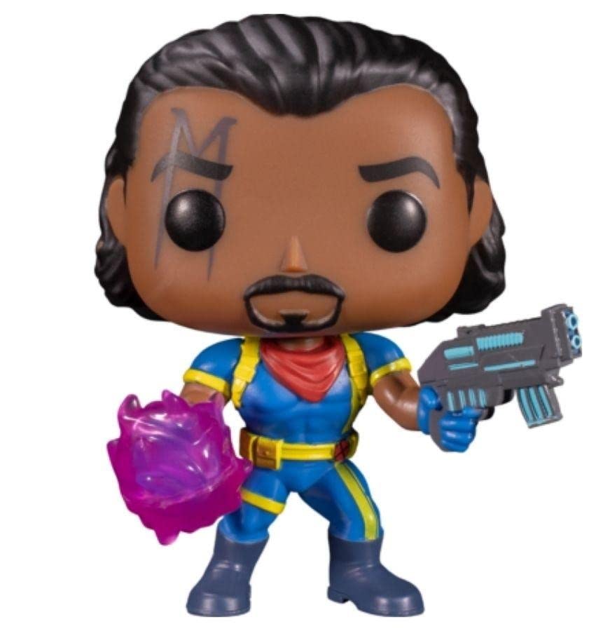Funko Pop vinyl toy figure with black hair, purple effect hand, and blue suit