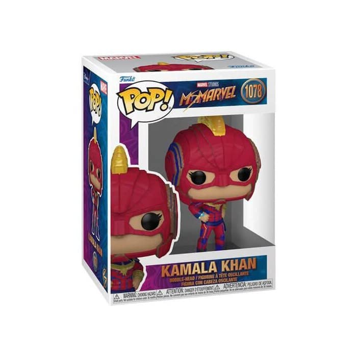 Vinyl superhero figurine in retail box with red armored hood and gold bun
