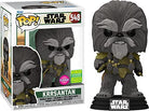 Flocked vinyl figure of Krrsantan, dark gray fur with gold outfit, on Star Wars base