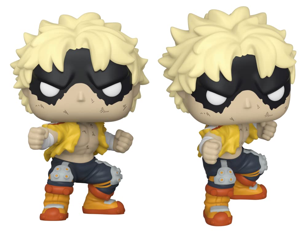 Fat Gum vinyl figure from two angles, blond hair, yellow jacket, dark face, orange boots