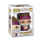 Funko POP! vinyl figure in box, wizard with purple hat and robe holding baby